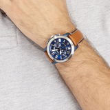 Fossil Grant Chronograph Blue Dial Brown Leather Strap Watch for Men - FS5151 Authentic Buy Shop Now