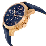 Fossil Grant Chronograph Blue Dial Blue Leather Strap Watch for Men - FS4835 Authentic Buy Shop Now