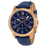 Fossil Grant Chronograph Blue Dial Blue Leather Strap Watch for Men - FS4835 Authentic Buy Shop Now