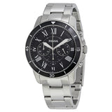 Fossil Grant Sport Chronograph Black Dial Silver Steel Strap Watch for Men - FS5236 Authentic Buy Shop Now
