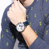 Fossil Nate Chronograph White Dial Blue Leather Strap Watch for Men - JR1480 Authentic Buy Shop Now