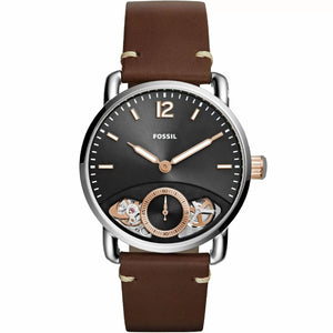 Fossil The Commuter Twist Black Dial Brown Leather Strap Watch for Men - ME1165 Authentic Buy Shop Now
