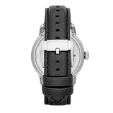 Fossil Townsman Automatic Skeleton Silver Dial Black Leather Strap Watch for Men - ME3041 Authentic Buy Shop Now