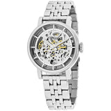 Fossil Boyfriend Automatic Skeleton Silver Dial Silver Steel Strap Watch for Women - ME3067 Authentic Buy Shop Now