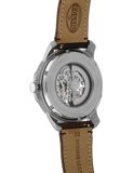 Fossil Grant Automatic Beige Skeleton Dial Brown Leather Strap Watch for Men - ME3099 Authentic Buy Shop Now