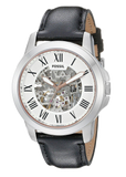 Fossil Grant Automatic Skeleton White Dial Black Leather Strap Watch for Men - ME3101 Authentic Buy Shop Now