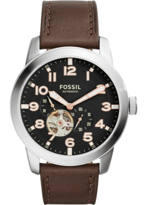 Fossil Pilot 54 Automatic Black Dial Brown Leather Strap Watch for Men - ME3118 Authentic Buy Shop Now