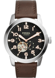 Fossil Pilot 54 Automatic Black Dial Brown Leather Strap Watch for Men - ME3118 Authentic Buy Shop Now
