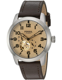 Fossil Pilot 54 Automatic Cream Dial Brown Leather Strap Watch for Men - ME3119 Authentic Buy Shop Now