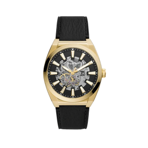 Fossil Everett Automatic Skeleton Black Dial Black Leather Strap Watch for Men - ME3208 Authentic Buy Shop Now