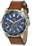 Fossil Garrett Chronograph Blue Dial Brown Leather Strap Watch for Men - FS5625 Authentic Buy Shop Now