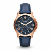 Fossil Grant Chronograph Blue Dial Blue Leather Strap Watch for Men - FS4835 Authentic Buy Shop Now