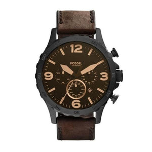 Fossil Nate Chronograph Brown Dial Brown Leather Strap Watch for Men - JR1487 Authentic Buy Shop Now