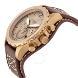 Fossil Nate Chronograph Gold Dial Brown Leather Strap Watch for Men - JR1495 Authentic Buy Shop Now