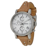 Fossil Boyfriend Chronograph White Dial Brown Leather Strap Watch for Women - ES3625 Authentic Buy Shop Now
