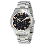 Fossil Pilot 54 Chronograph Navy Blue Dial Silver Steel Strap Watch for Men - FS5203 Authentic Buy Shop Now