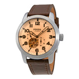 Fossil Pilot 54 Automatic Cream Dial Brown Leather Strap Watch for Men - ME3119 Authentic Buy Shop Now