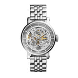 Fossil Boyfriend Automatic Skeleton Silver Dial Silver Steel Strap Watch for Women - ME3067 Authentic Buy Shop Now