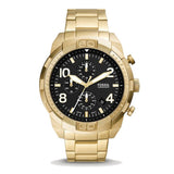 Fossil Bronson Chronograph Black Dial Gold Steel Strap Watch for Men - FS5877 Authentic Buy Shop Now