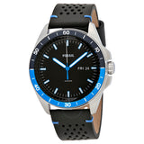 Fossil Sport 54 Day Date Black Dial Black Leather Strap Watch for Men - FS5321 Authentic Buy Shop Now