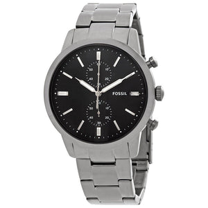 Fossil Townsman Chronograph Black Dial Silver Steel Strap Watch for Men - FS5349 Authentic Buy Shop Now