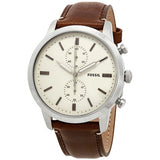 Fossil Townsman Chronograph White Dial Brown Leather Strap Watch for Men - FS5350 Authentic Buy Shop Now