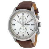 Fossil Townsman Chronograph White Dial Brown Leather Strap Watch for Men - FS5350 Authentic Buy Shop Now