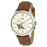 Fossil Townsman Automatic White Dial Brown Leather Strap Watch for Men - ME3064 Authentic Buy Shop Now