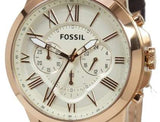 Fossil Grant Chronograph White Dial Brown Leather Strap Watch for Men - FS4991 Authentic Buy Shop Now