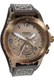 Fossil Nate Chronograph Gold Dial Brown Leather Strap Watch for Men - JR1495 Authentic Buy Shop Now