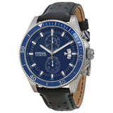 Fossil Wakefield Chronograph Blue Dial Black Leather Strap Watch for Women - CH2945 Authentic Buy Shop Now