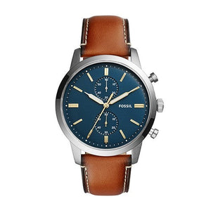 Fossil Townsman Chronograph Blue Dial Brown Leather Strap Watch for Men - FS5279 Authentic Buy Shop Now
