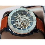 Fossil Modern Machine Automatic Skeleton Silver Dial Brown Leather Strap Watch for Men - ME3135 Authentic Buy Shop Now