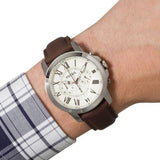 Fossil Grant Chronograph White Dial Brown Leather Strap Watch for Men - FS4735 Authentic Buy Shop Now