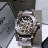 Fossil Modern Machine Automatic Silver Dial Silver Steel Strap Watch for Men - ME3081 Authentic Buy Shop Now