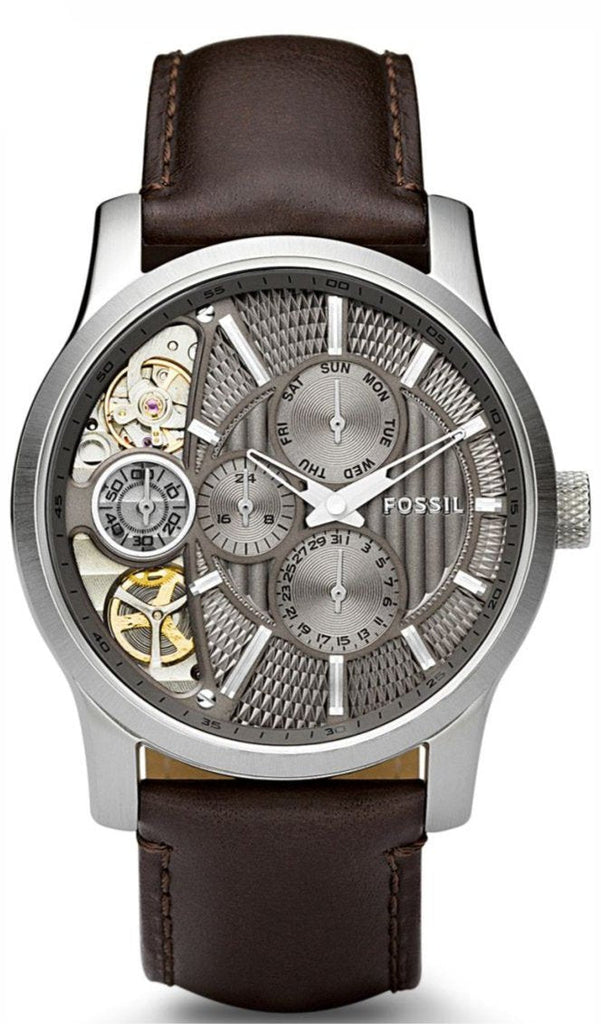 Fossil Twist Chronograph Multifunction Taupe Dial Brown Leather Strap Watch for Men - ME1098 Authentic Buy Shop Now