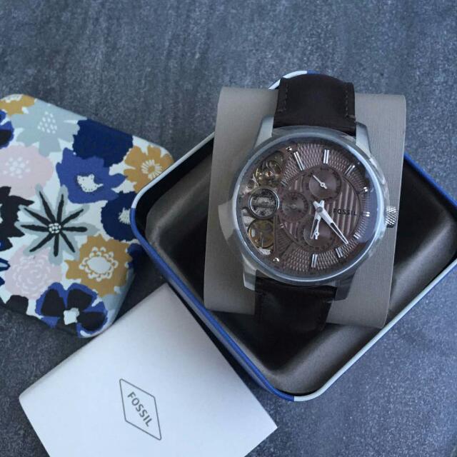 Fossil Twist Chronograph Multifunction Taupe Dial Brown Leather Strap Watch for Men - ME1098 Authentic Buy Shop Now