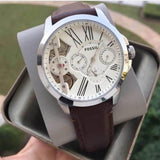 Fossil Grant Twist Multi-Function White Dial Brown Leather Strap Watch for Men - ME1144 Authentic Buy Shop Now