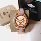 Fossil Stella Multifunction Rose Gold Dial Two Tone Steel Strap Watch for Women - ES4755 Authentic Buy Shop Now