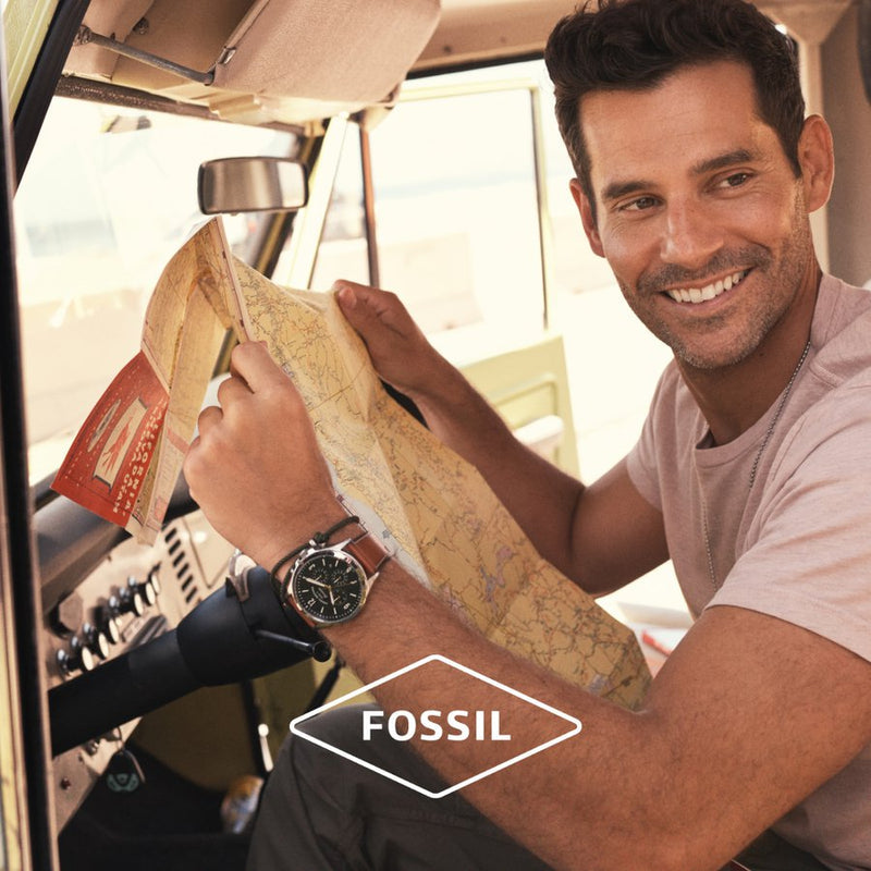 Fossil Forrester Chronograph Blue Dial Brown Leather Strap Watch for Men - S5607 Authentic Buy Shop Now