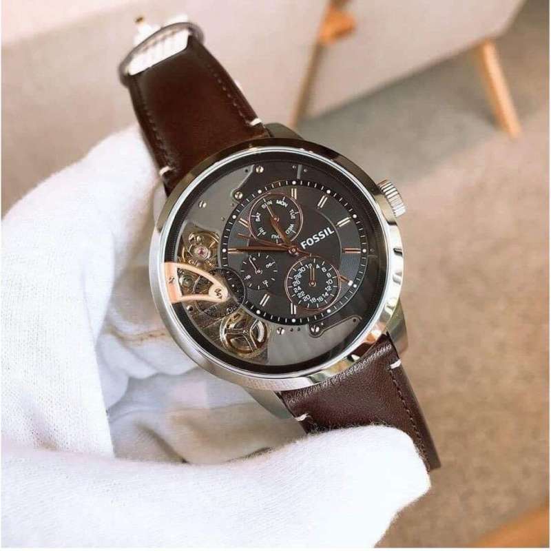 Fossil Townsman Automatic Black Dial Brown Leather Strap Watch for Men - ME1163 Authentic Buy Shop Now