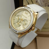 Michael Kors Jessa Quartz Gold Dial White Silicone Strap Watch For Women - MK7267 Authentic Buy Shop Now