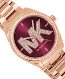 Michael Kors Janelle Quartz Maroon Dial Rose Gold Steel Strap Watch For Women - MK7382 Authentic Buy Shop Now