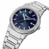 Salvatore Ferragamo F-80 Classic Blue Dial Silver Steel Strap Watch for Men - SFDT01320 Authentic Buy Shop Now