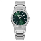 Salvatore Ferragamo F-80 Classic Green Dial Silver Steel Strap Watch for Men - SFDT02123 Authentic Buy Shop Now