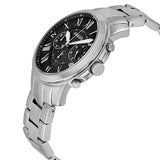 Fossil Grant Chronograph Black Dial Silver Steel Strap Watch for Men - FS4736 Authentic Buy Shop Now