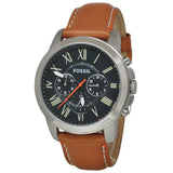 Fossil Grant Chronograph Green Dial Brown Leather Strap Watch for Men - FS4918 Authentic Buy Shop Now