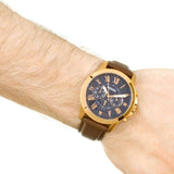Fossil Grant Chronograph Blue Dial Brown Leather Strap Watch for Men - FS5068 Authentic Buy Shop Now