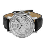 Fossil Buchanan Chronograph Silver Dial Black Leather Strap Watch for Men - FS5102 Authentic Buy Shop Now