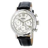 Fossil Buchanan Chronograph Silver Dial Black Leather Strap Watch for Men - FS5102 Authentic Buy Shop Now